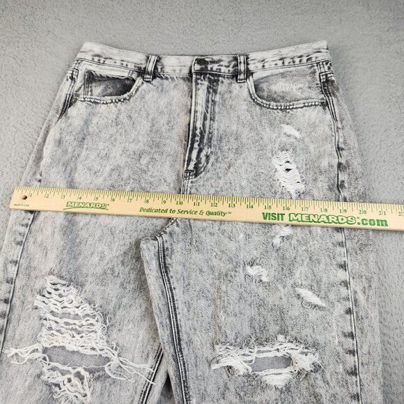 American Eagle Jeans Womens 14 Distressed Mom Gray Acid Wash Stretch Denim Pants - Picture 3 of 11